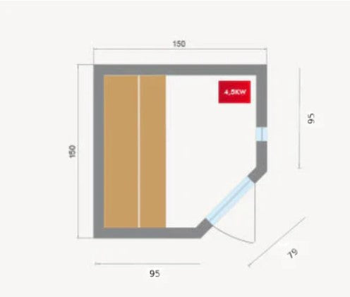 Zen 3/4 Person Corner Steam Sauna